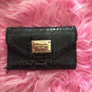 Small Michael Kors card wallet black gold